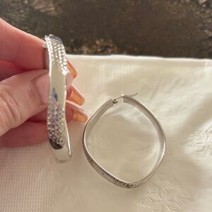 Sterling Silver oblong hoop earrings